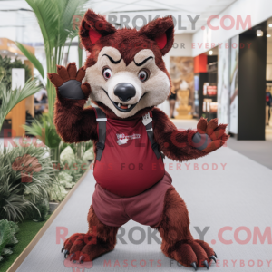 Maroon Hyena mascot costume...