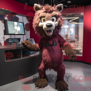 Maroon hyæne maskot kostume...