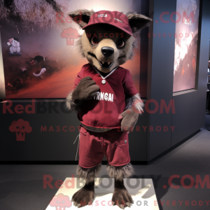 Maroon hyæne maskot kostume...
