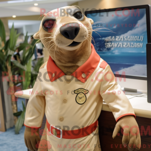Tan Sea Lion mascot costume...