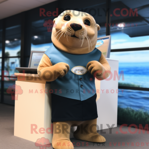 Tan Sea Lion mascot costume...