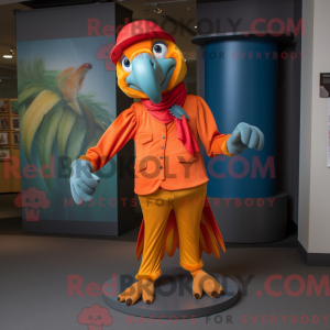 Oranje Ara mascottekostuum...