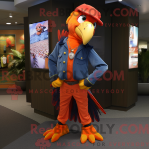 Orange Macaw maskot kostume...