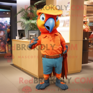 Orange Macaw maskot kostume...