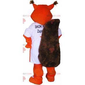Orange Fuchs Maskottchen, das ein T-Shirt trägt - Redbrokoly.com