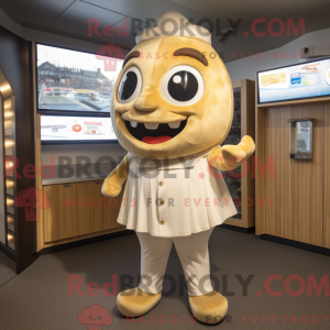 Beige Fish And Chips mascot...