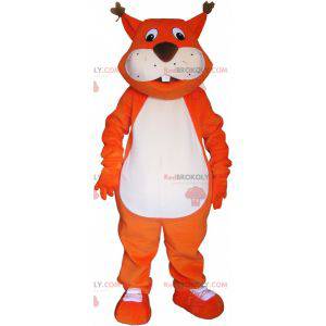 Maskot obří oranžová liška s velkým ocasem - Redbrokoly.com