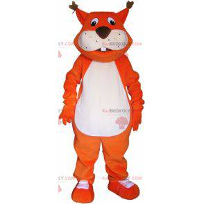 Mascote raposa laranja gigante com rabo grande - Redbrokoly.com