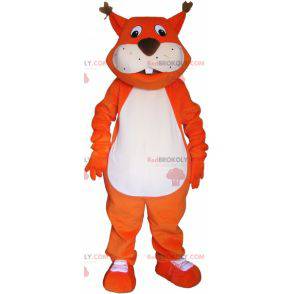 Mascotte de renard géant orange avec une grosse queue -