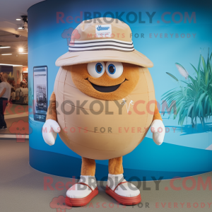 Tan Rugby Ball mascot...