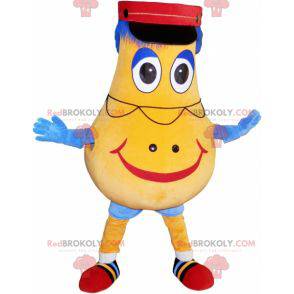 Pear-shaped yellow snowman mascot with a cap - Redbrokoly.com