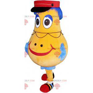 Pear-shaped yellow snowman mascot with a cap - Redbrokoly.com