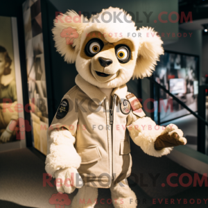 Crème lemur mascottekostuum...