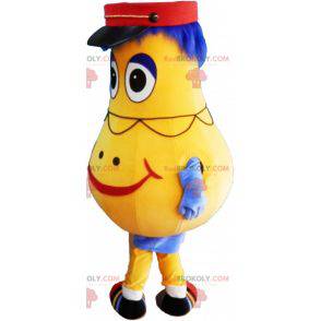 Pear-shaped yellow snowman mascot with a cap - Redbrokoly.com