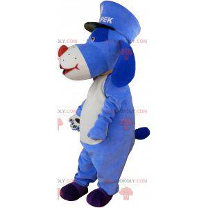 Mascote cachorro azul e branco com um quepe - Redbrokoly.com