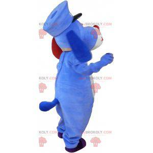 Mascote cachorro azul e branco com um quepe - Redbrokoly.com