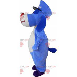 Blauw-witte hondmascotte met een kepi - Redbrokoly.com