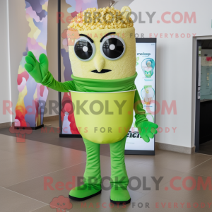 Lime Green Pop Corn mascot...