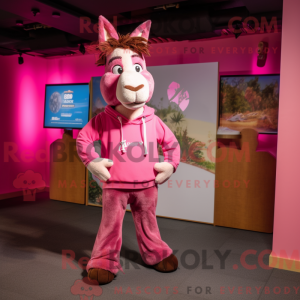 Pink Donkey maskot kostume...