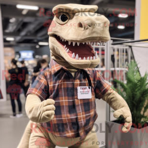 Beige Allosaurus maskot...