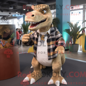 Beige Allosaurus maskot...