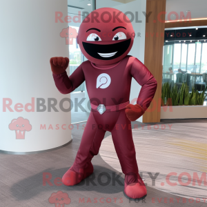 Maroon Superhero mascot...