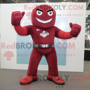 Maroon Superhero mascot...