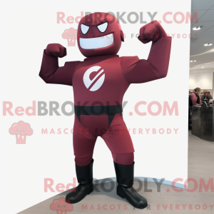 Maroon Superhero mascot...