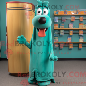 Teal Hot Dog Maskottchen...