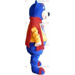 Mascotte blauwe beer met een rode sjaal - Redbrokoly.com