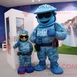 Cyan Navy Soldier maskot...