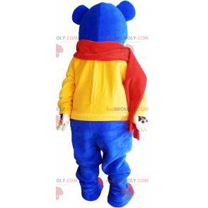 Mascotte blauwe beer met een rode sjaal - Redbrokoly.com