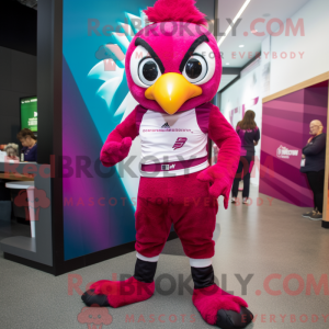 Magenta Hawk maskot kostume...