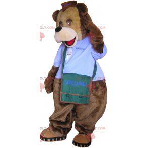 Stor brun teddy maskot med skoletaske - Redbrokoly.com