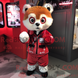 Hvid rød panda maskot...
