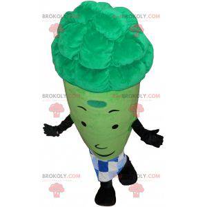 Giant green asparagus mascot surrounded by a checkered paper -