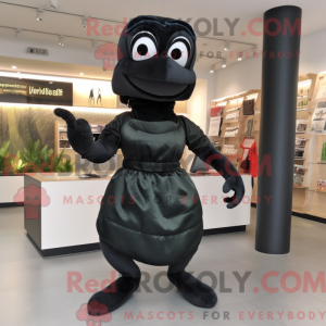 Sort Snake maskot kostume...