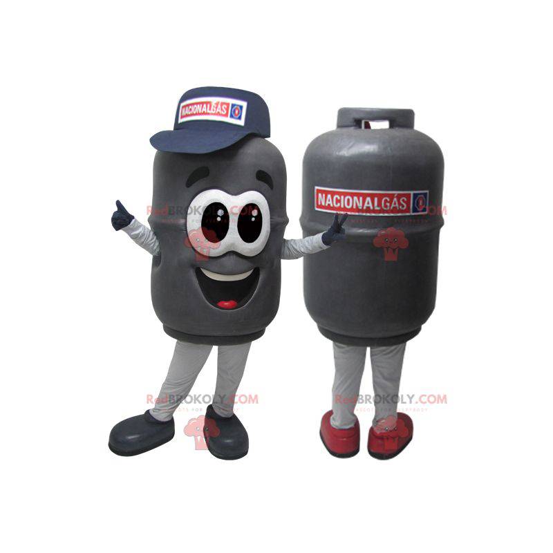 Very realistic gray gas cylinder mascot - Redbrokoly.com