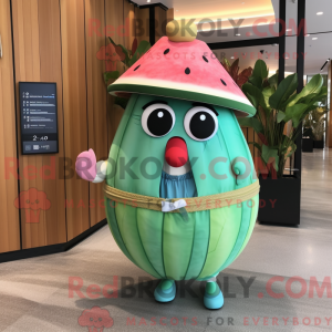 Cyan vannmelon maskot...