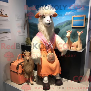 Peach Angora Goat maskotka...