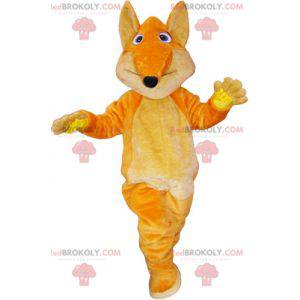 Mascot gigantische oranje vos met een grote staart -