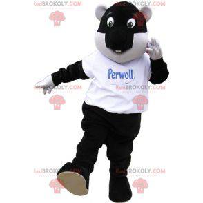Big black and white beaver mascot looking funny - Redbrokoly.com