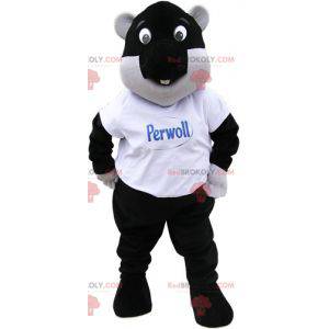 Big black and white beaver mascot looking funny - Redbrokoly.com