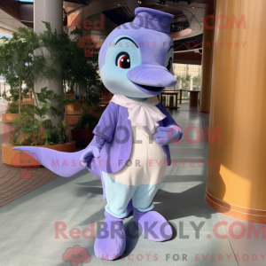 Lavendel delfin maskot...