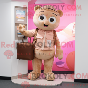 Tan Pink maskot kostume...