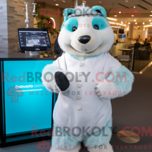 Cyan Marmot mascot costume...