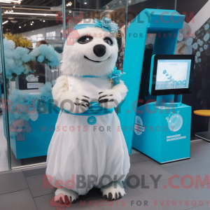 Cyan Marmot mascot costume...