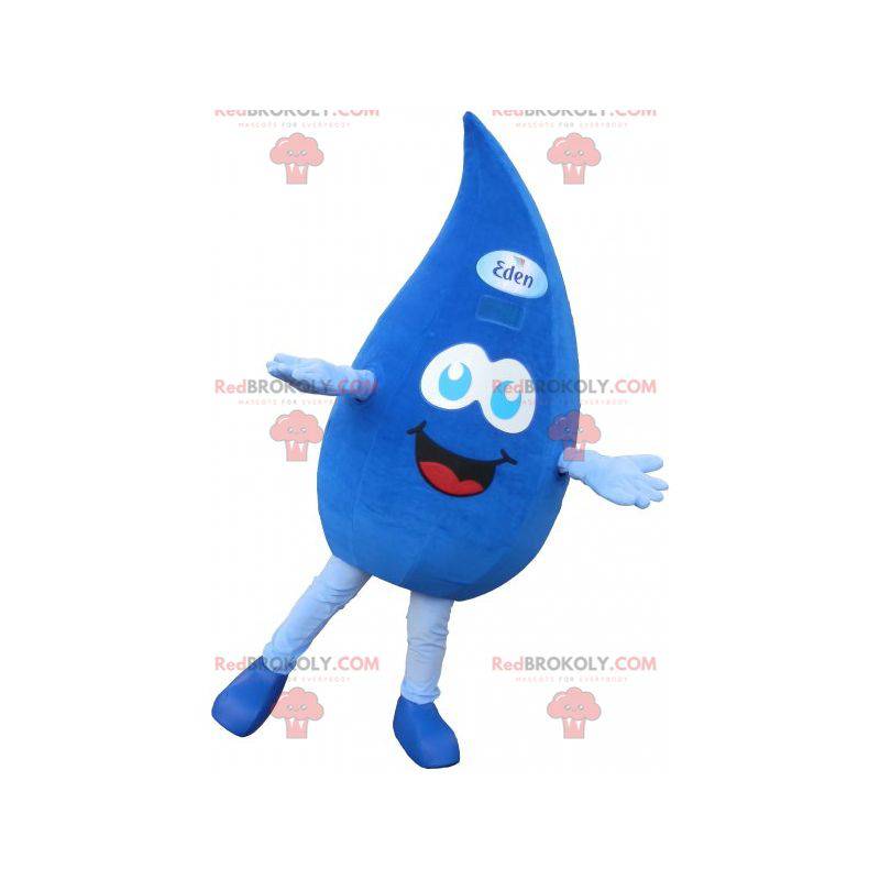 Mascotte de goutte d'eau bleue géante et souriante -