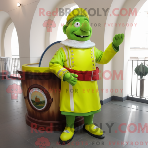 Limegroen mascottekostuum...