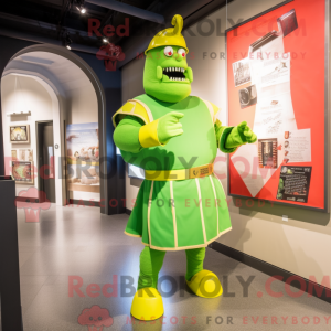 Limegroen mascottekostuum...
